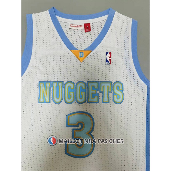 Maillot Denver Nuggets Allen Iverson NO 3 Mitchell & Ness 2006-07 Blanc